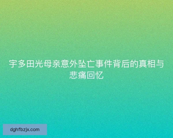 宇多田光母亲意外坠亡事件背后的真相与悲痛回忆 宇多田光母亲意外坠亡事件背后的真相与悲痛回忆