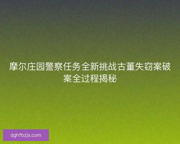 摩尔庄园警察任务全新挑战古董失窃案破案全过程揭秘